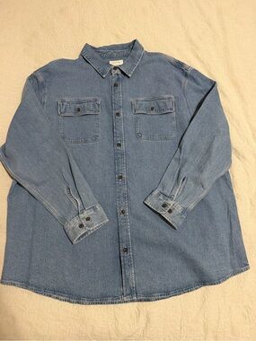 Classic Light Blue Denim Button-Up Shirt